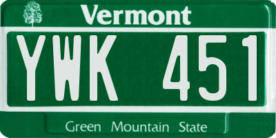 VT license plate YWK451