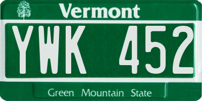 VT license plate YWK452