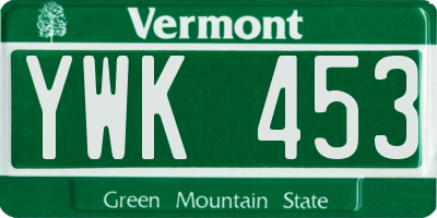 VT license plate YWK453