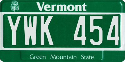 VT license plate YWK454