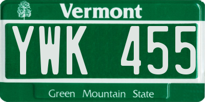 VT license plate YWK455