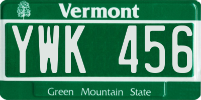 VT license plate YWK456