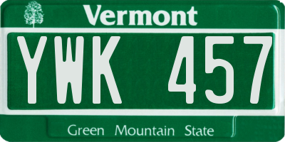 VT license plate YWK457