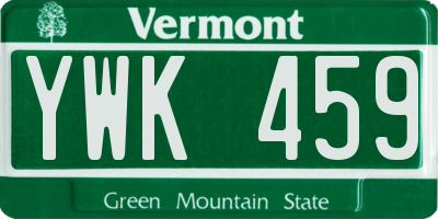 VT license plate YWK459