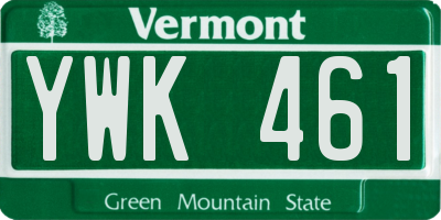 VT license plate YWK461