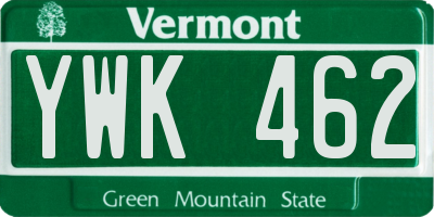 VT license plate YWK462