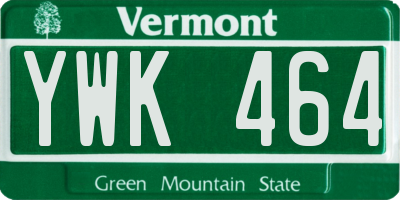 VT license plate YWK464
