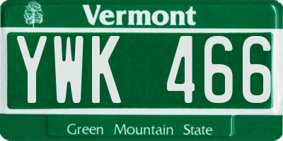 VT license plate YWK466