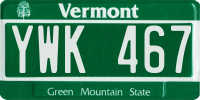 VT license plate YWK467