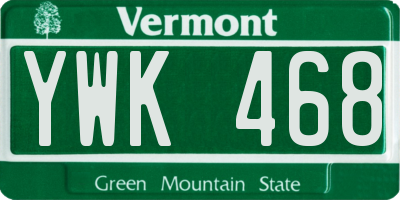 VT license plate YWK468