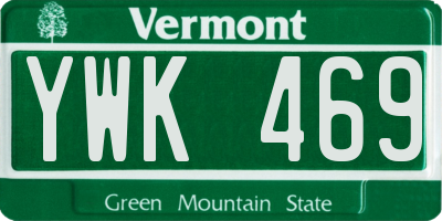 VT license plate YWK469
