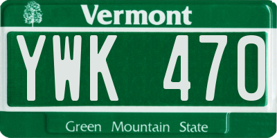 VT license plate YWK470