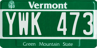 VT license plate YWK473