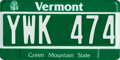 VT license plate YWK474