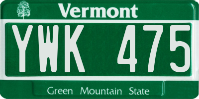 VT license plate YWK475