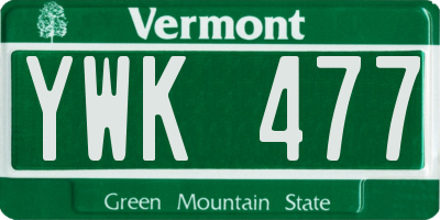 VT license plate YWK477