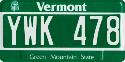VT license plate YWK478