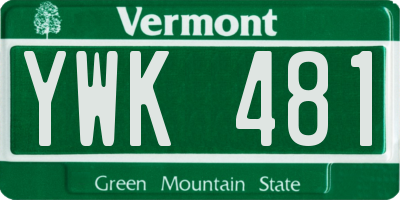 VT license plate YWK481