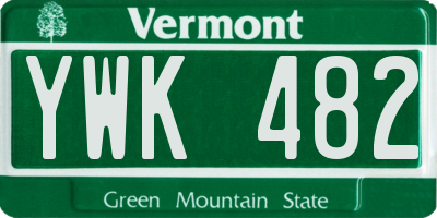 VT license plate YWK482