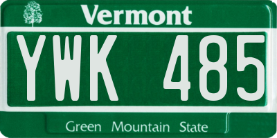 VT license plate YWK485