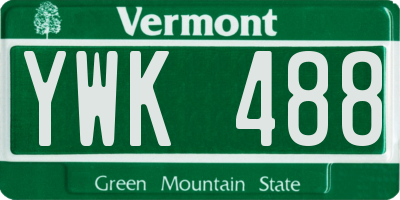 VT license plate YWK488