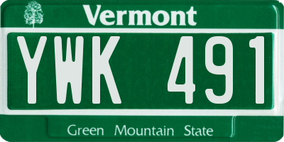 VT license plate YWK491
