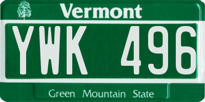 VT license plate YWK496