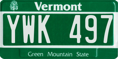 VT license plate YWK497