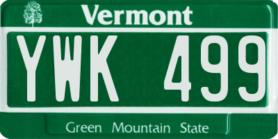 VT license plate YWK499