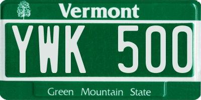 VT license plate YWK500