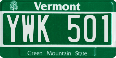 VT license plate YWK501