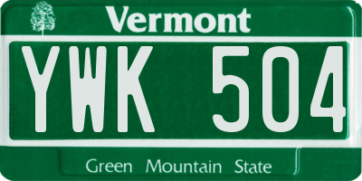VT license plate YWK504