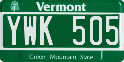 VT license plate YWK505