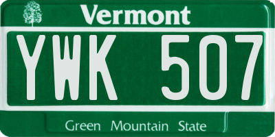 VT license plate YWK507
