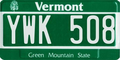 VT license plate YWK508
