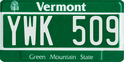 VT license plate YWK509
