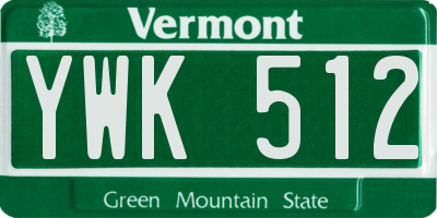 VT license plate YWK512