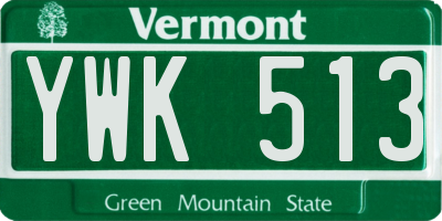 VT license plate YWK513