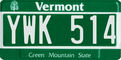 VT license plate YWK514