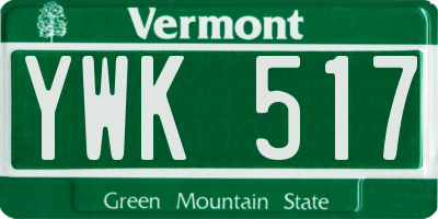 VT license plate YWK517