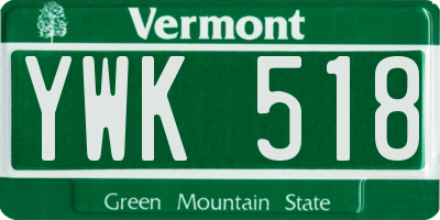 VT license plate YWK518