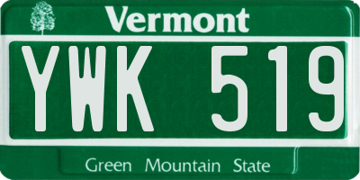 VT license plate YWK519