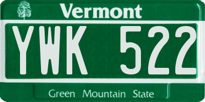 VT license plate YWK522