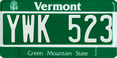 VT license plate YWK523