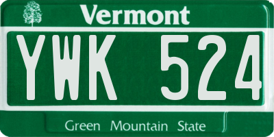 VT license plate YWK524