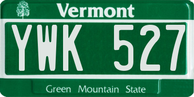 VT license plate YWK527
