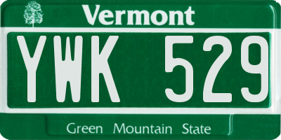 VT license plate YWK529