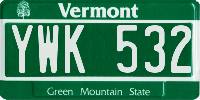 VT license plate YWK532