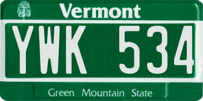 VT license plate YWK534