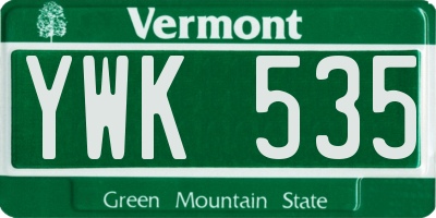 VT license plate YWK535